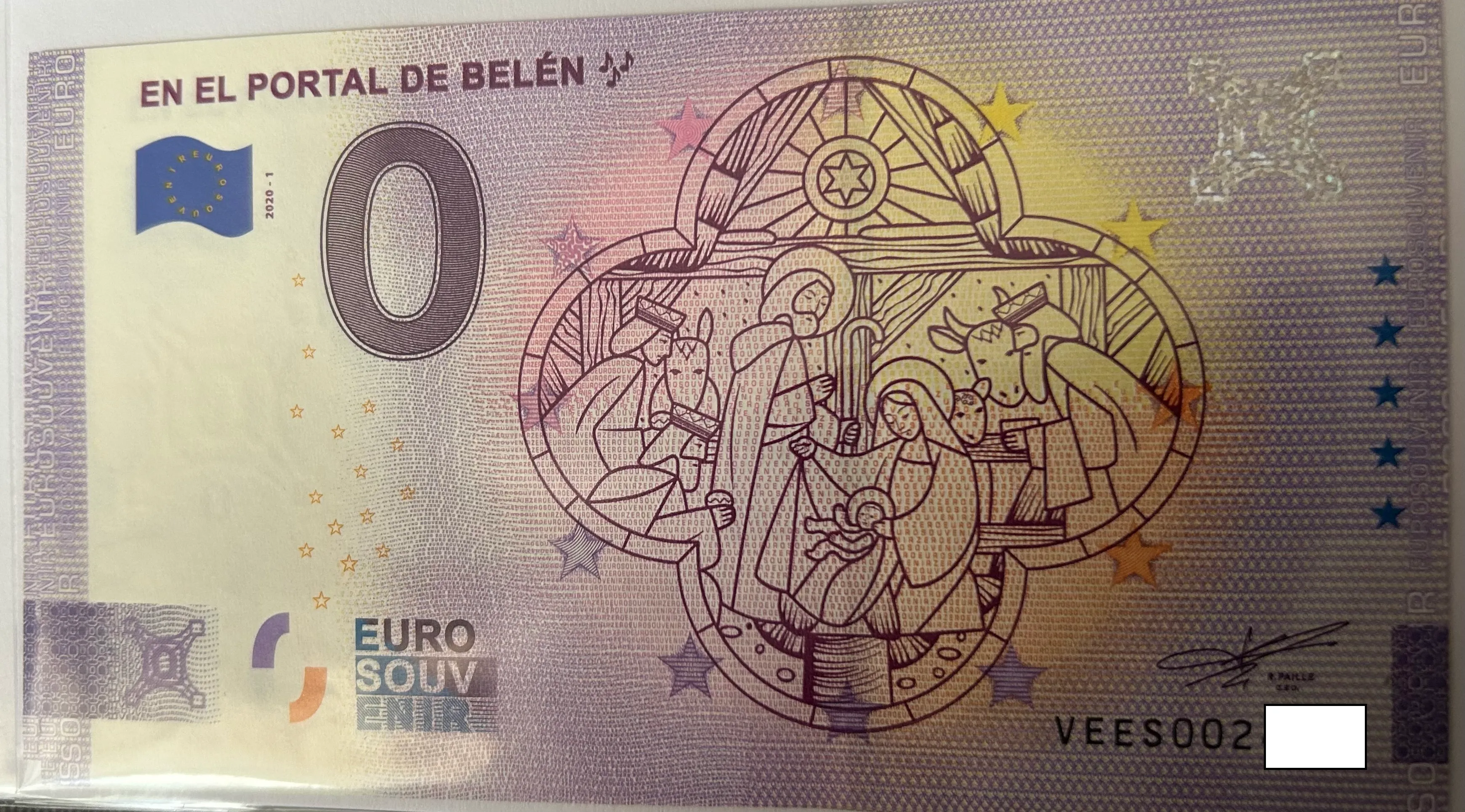 BILLETE 0 EURO ESPAÑA VEES 2020-1 EN EL PORTAL DE BELEN ANNIVERSARY